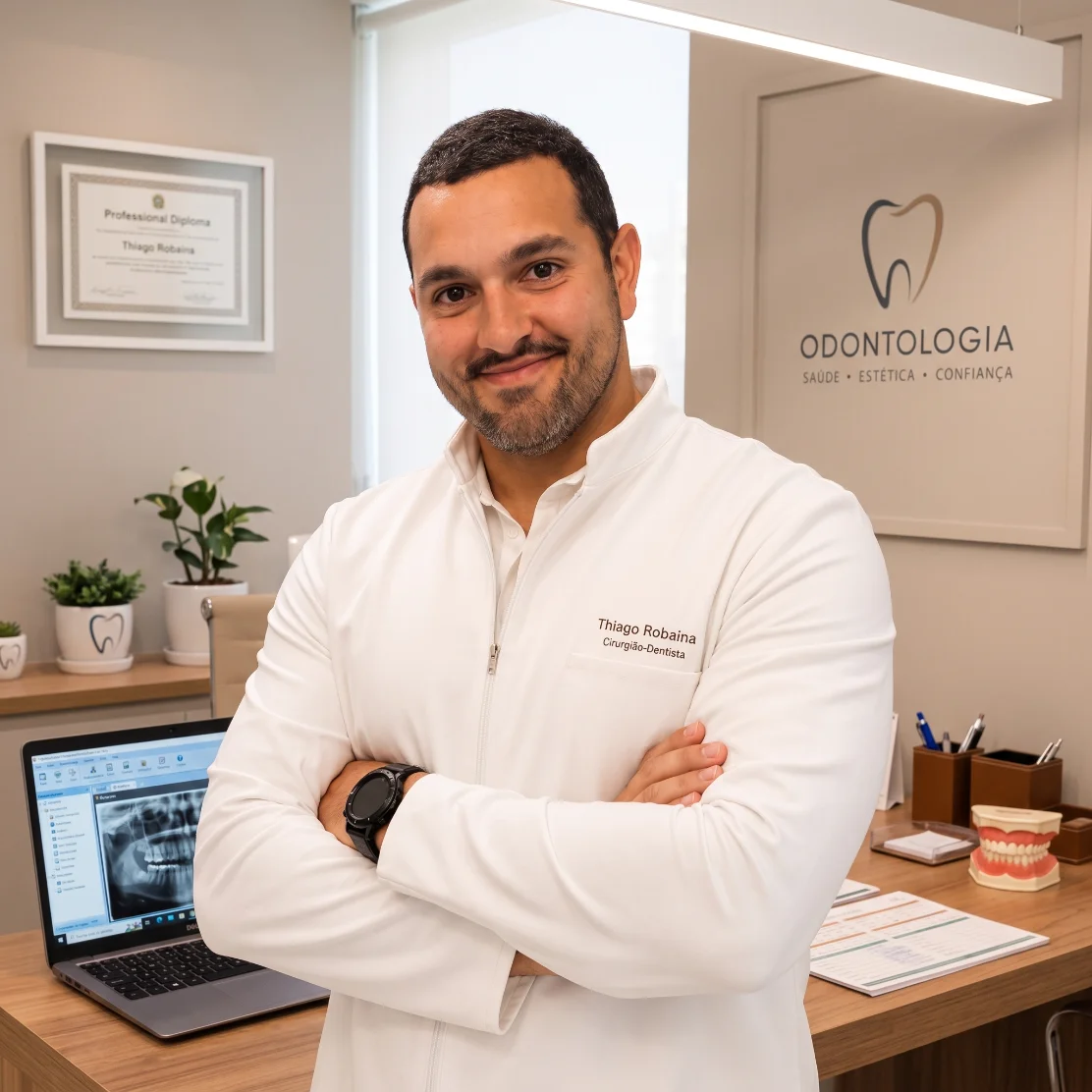 Dr. Thiago Robaina atendendo um paciente